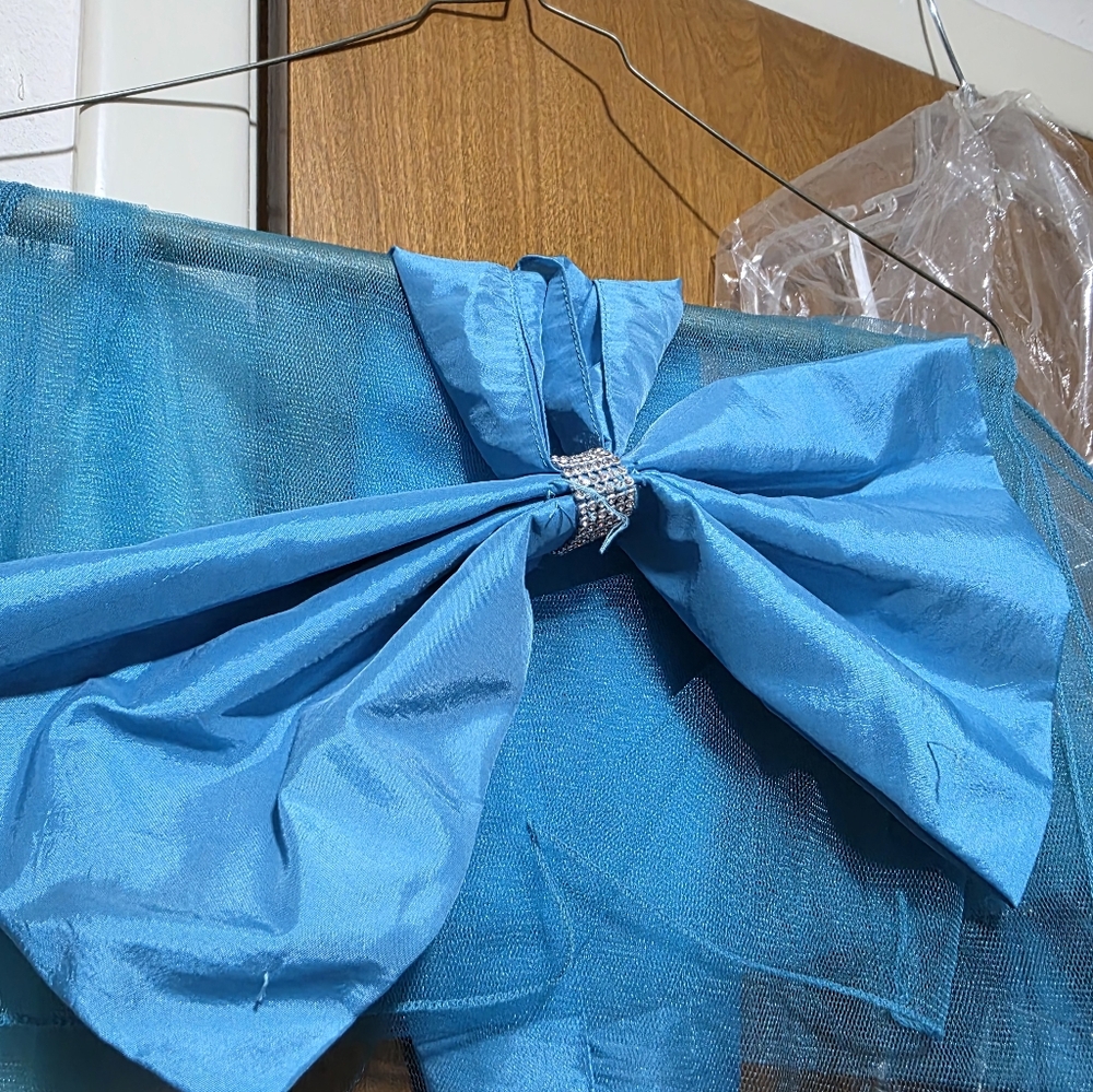Strapless Blue Ruffle & Peplum Gown - Picture 6 of 8